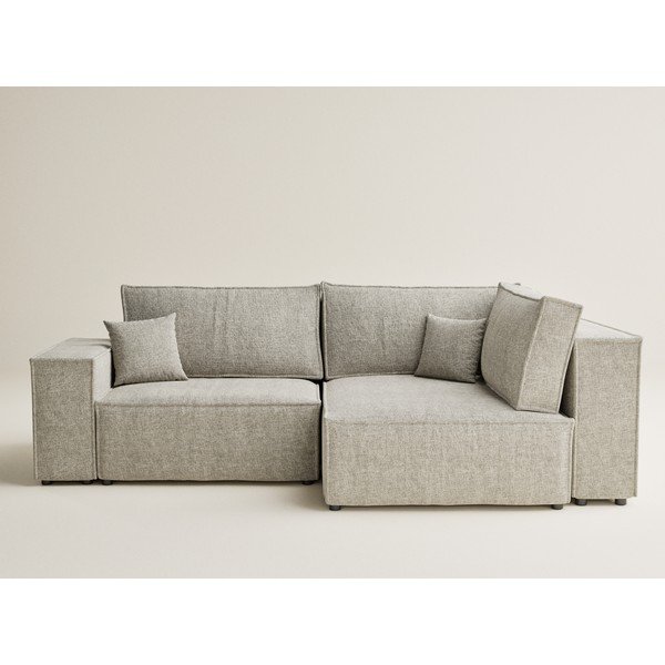 Bež raztegljiva/s prostorom za shranjevanje kotna sedežna garnitura iz šenilje (desni kot/v obliki črke L) Tonga – Maison de Rêve-image-2