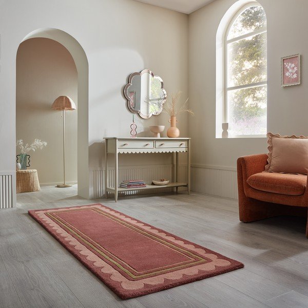 Bordo rdeč ročno tkan volnen tekač 80x230 cm Lois – Flair Rugs-image-1