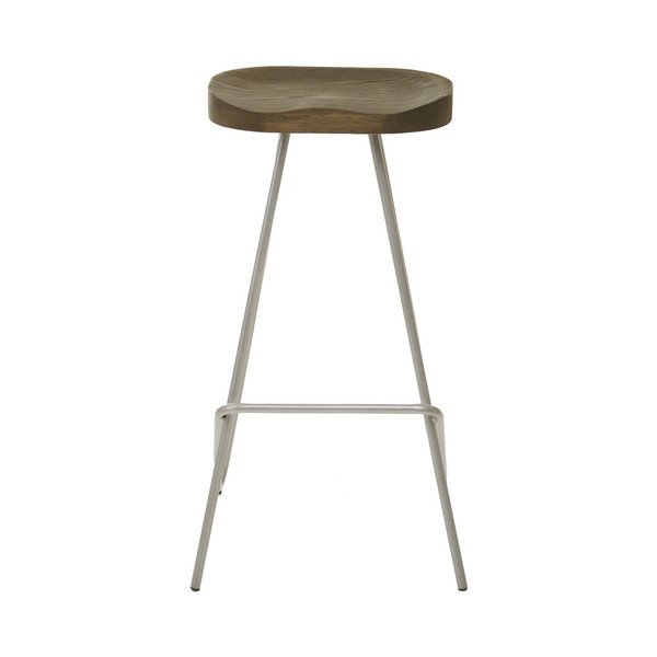 Barsko stol iz masivnega bresta v srebrni barvi/v naravni barvi (višina sedeža 78 cm) District – Premier Housewares-image-2