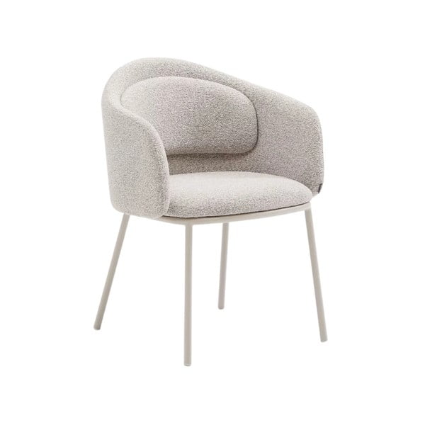 Sivo-bež oblazinjen jedilni stol z nasloni za roke Minda – Kave Home