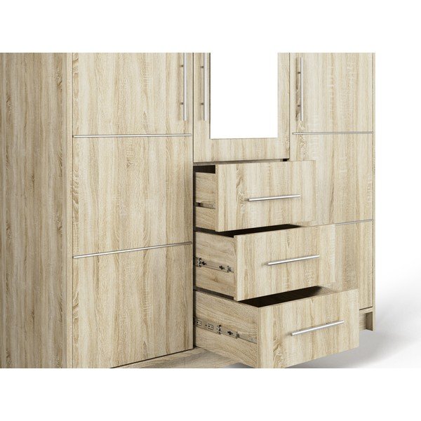 Garderobna omara v hrastovem dekorju z ogledalom 147x200 cm Derry - Cosmopolitan Design-image-4