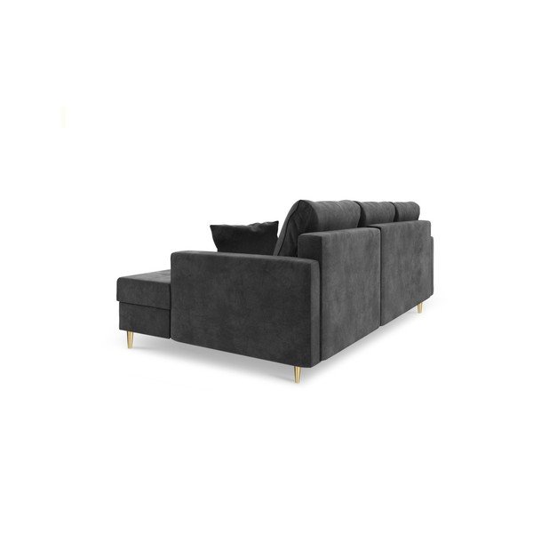 Temno siva raztegljiva sedežna garnitura s prostorom za shranjevanje Mazzini Sofas Muguet, levi kot-image-3