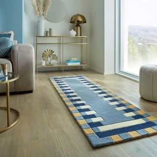 Moder ročno tkan volnen tekač 60x230 cm Kai Wool Border – Flair Rugs