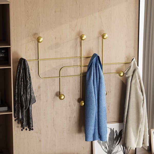 Kovinski stenski obešalnik v zlati barvi Dama – Kalune Design-image-2