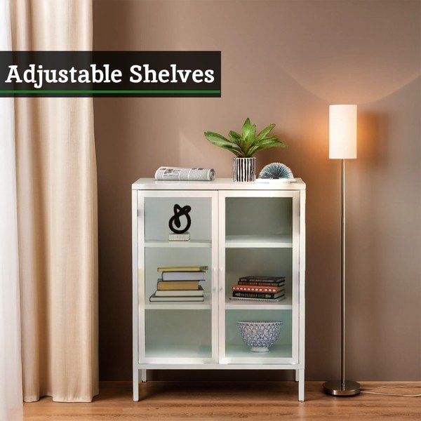 Bela jeklena vitrina 80x102x40 cm Acier – Premier Housewares-image-3