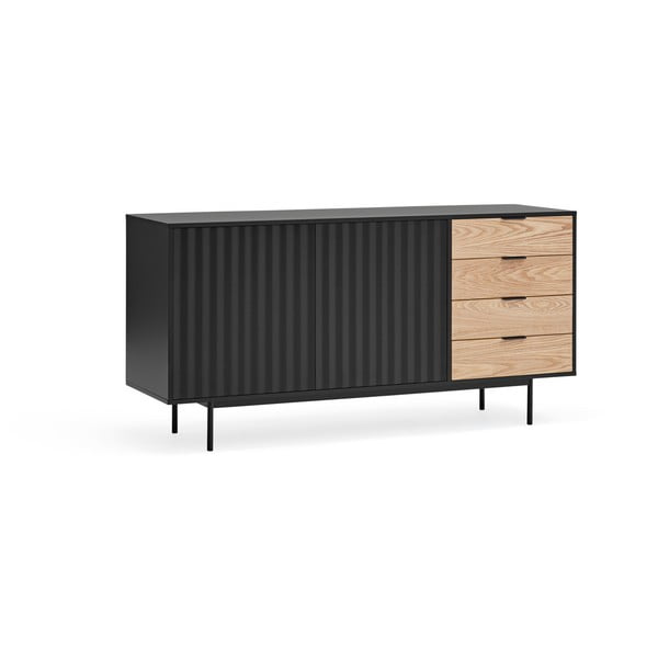 Črna nizka komoda v hrastovem dekorju 159x80 cm Sierra – Teulat-image-3