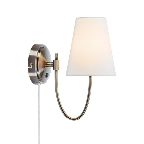 Belo-medeninasta stenska svetilka z vtikačem Amar – Markslöjd