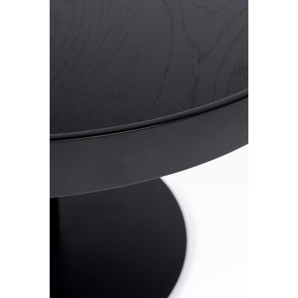 Črna okrogla klubska mizica z mizno ploščo v hrastovem dekorju ø 56 cm Yuri M – White Label-image-3