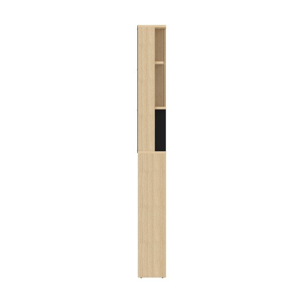Črna visoka kopalniška omarica v hrastovem dekorju za nad pralni stroj/stranišče 64x179 cm Kube - TemaHome -image-3