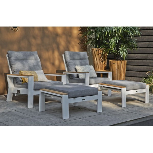 Bel/siv kovinski vrtni fotelj Valerie – Exotan-image-1