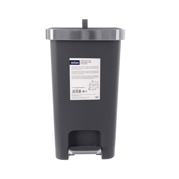 Siv plastičen koš za smeti s pedalom 15 l Premier – Orion-image-3