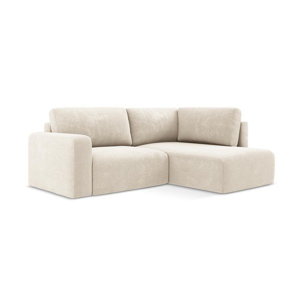 Kremno bela raztegljiva/s prostorom za shranjevanje kotna sedežna garnitura iz šenilje (desni kot/v obliki črke L) Kona – Makamii-image-2