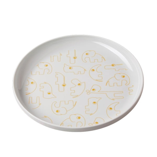 Otroški sivi krožnik z rumenimi detajli Done by Deer Yummy, Ø 20,5 cm