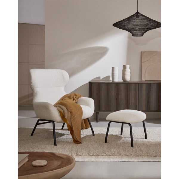 Kremno bel fotelj iz tkanine bouclé Belina – Kave Home-image-4