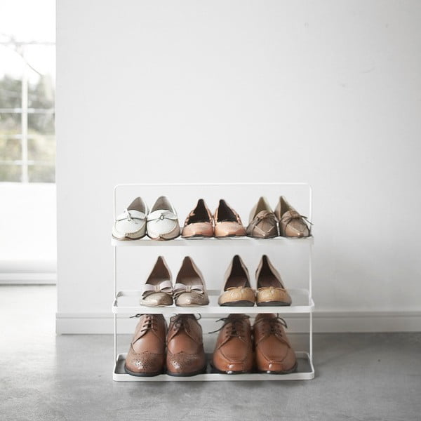 Belo kovinsko stojalo za čevlje Tower – YAMAZAKI-image-1