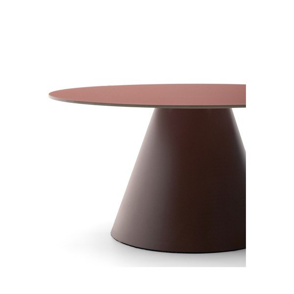 Okrogla klubska mizica s stekleno mizno ploščo v barvi terakote ø 80 cm Wilshire – Kave Home-image-2