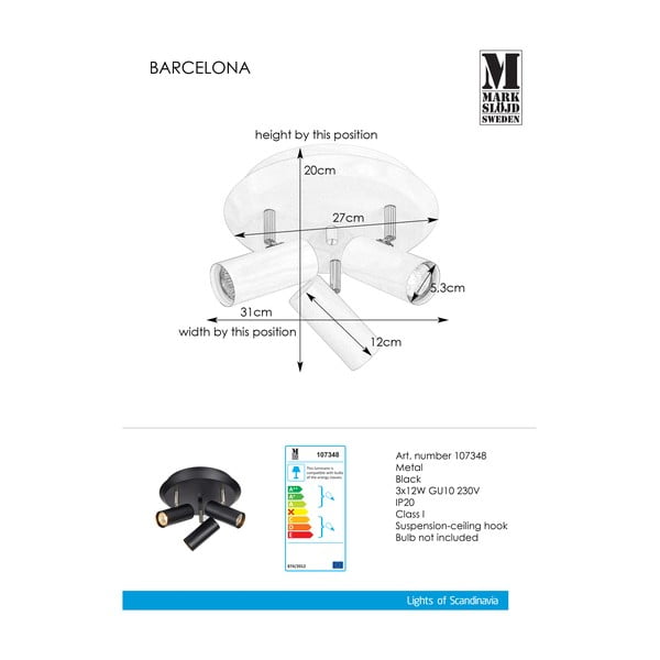 Črna stenska svetilka Markslöjd Barcelona Tres-image-2