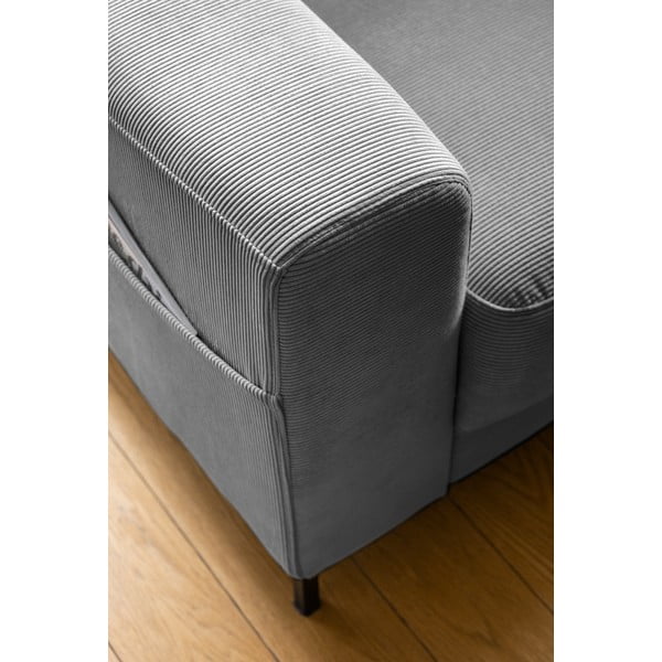 Siv fotelj iz rebrastega žameta Lofty Lilly – Miuform-image-4