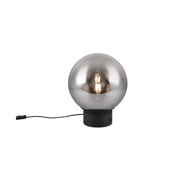 Črna LED namizna svetilka s steklenim senčilom (višina 36 cm) Cipallone – CINQUE