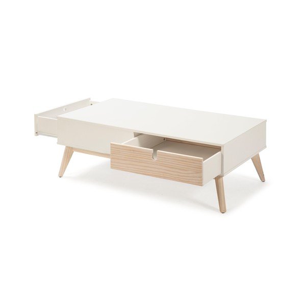 Bela kavna mizica z 2 predaloma in nogami iz borovega lesa Marckeric Kiara-image-4