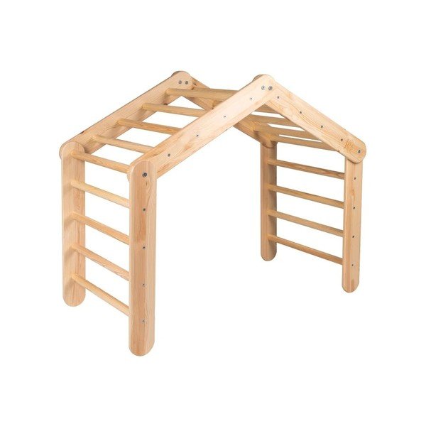 Piklerjev trikotnik iz masivnega bora v modri in naravni barvi 112x61x94 cm Montessori – Meowbaby-image-2