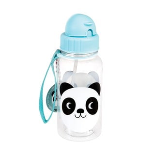 Modra otroška steklenička s slamico Rex London Miko The Panda, 500 ml