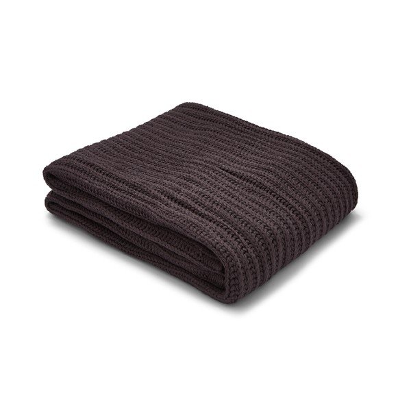 Temno rjavo pleteno pregrinjalo Catherine Lansfield Knit, 125 x 150 cm