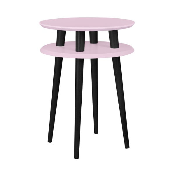 Svetlo roza stranska mizica s črnimi nogami Ragaba UFO, Ø 45 cm
