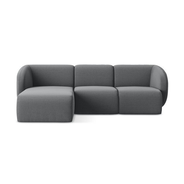 Siva žametna kotna sedežna garnitura (levi kot/z ležalnikom) Lani – Makamii