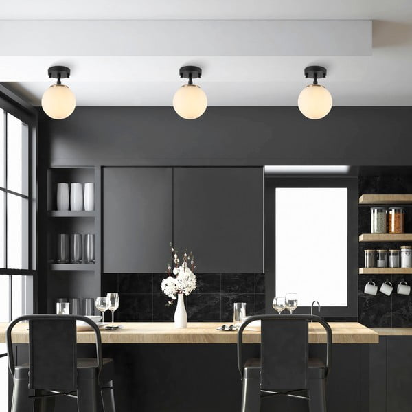 Črno-bela stropna svetilka s steklenim senčilom ø 15 cm Atmaca – Opviq lights-image-2