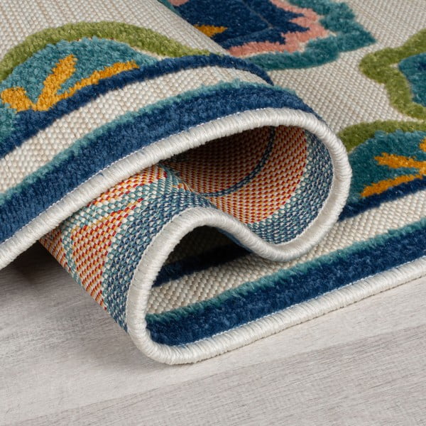 Modra zunanja preproga 80x230 cm Beach Floral – Flair Rugs-image-2