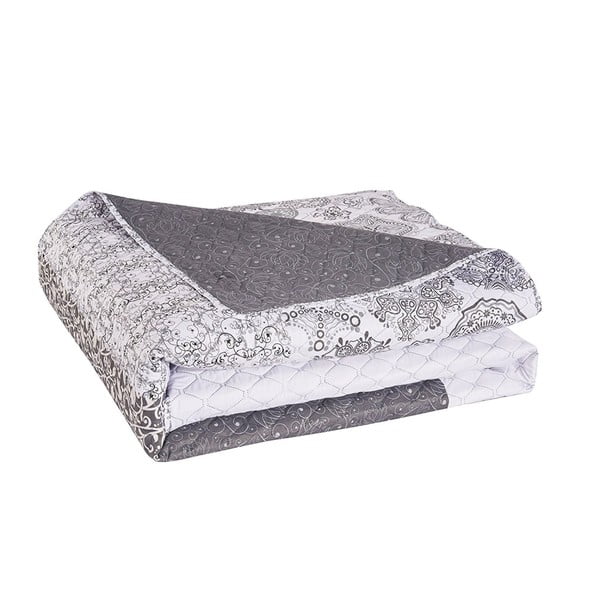 Belo-sivo obojestransko posteljno pregrinjalao iz mikrovlaken DecoKing Alhambra, 170 x 210 cm