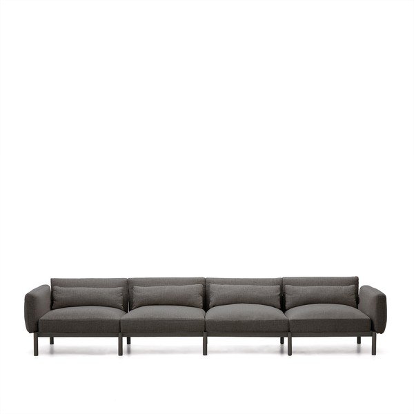Temno siv vrtni modularni kavč 370 cm Sorells – Kave Home-image-3