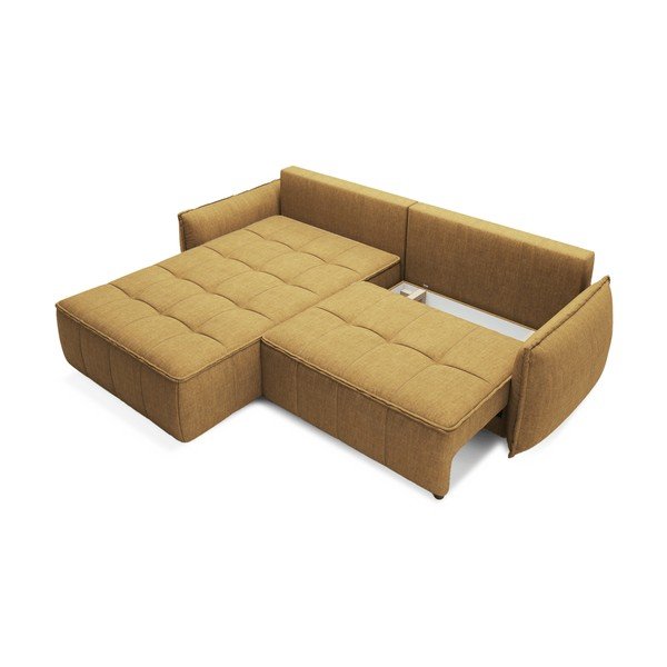 Rumena žametna raztegljiva/s prostorom za shranjevanje kotna sedežna garnitura (levi kot/z ležalnikom) Campo – ELTAP-image-2