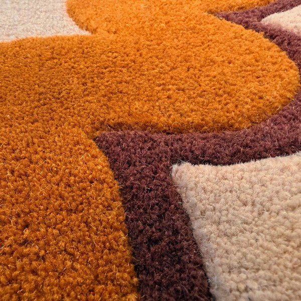 Oranžen/v naravni barvi ročno tkan volnen tekač 80x230 cm Wiggle Wool – Flair Rugs-image-4