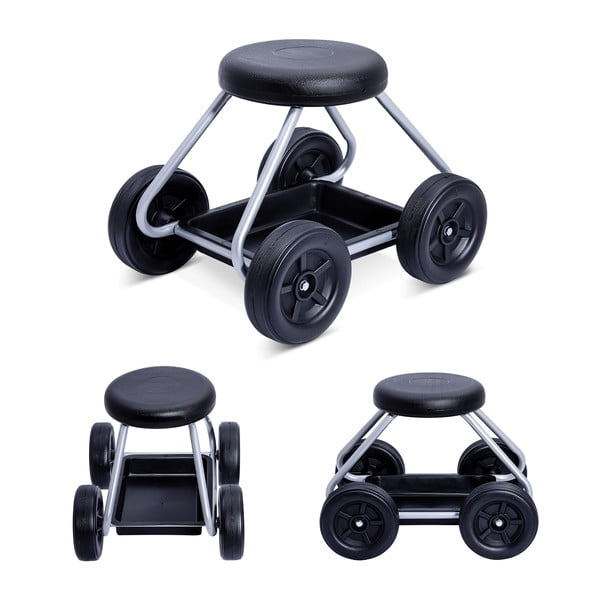 Črn/siv stolček za vrtnarjenje Secura – Maximex-image-3