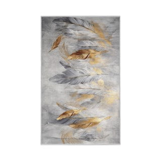 Siva/zlata pralna preproga 80x150 cm Golden Feathers – Mila Home