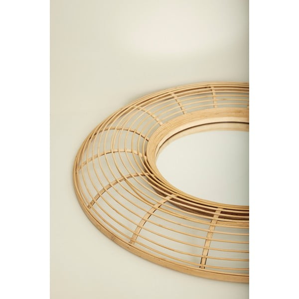 Stensko ogledalo z bambusovim okvirjem ø 80 cm Charm – Hübsch-image-2
