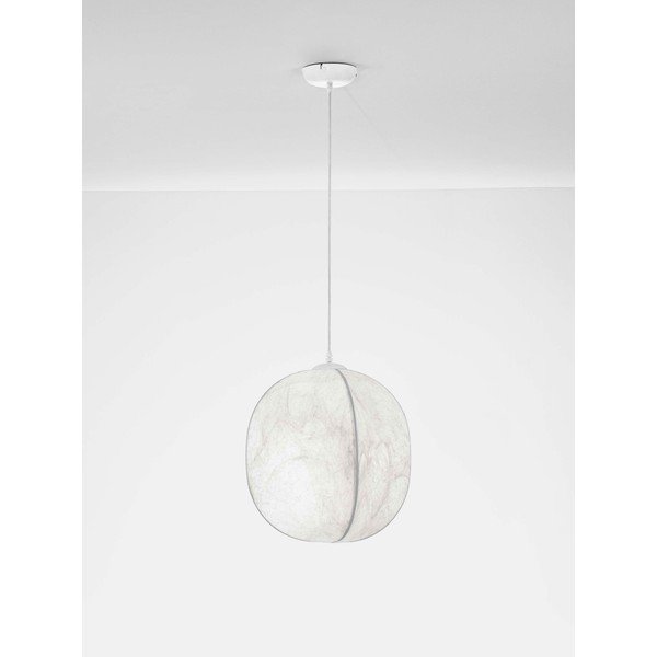 Bela kovinska viseča svetilka s tekstilnim senčilom ø 42 cm Pierida – Nova Luce-image-3