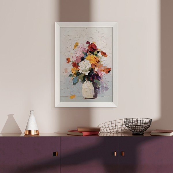 Tiskana slika z okvirjem 56x75 cm White Vase – Styler-image-1