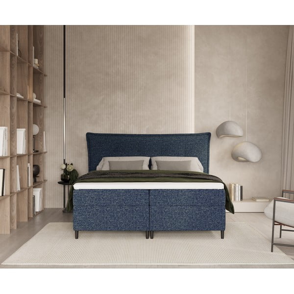 Temno modra boxspring postelja s prostorom za shranjevanje 180x200 cm Sinai – Maison de Rêve-image-3
