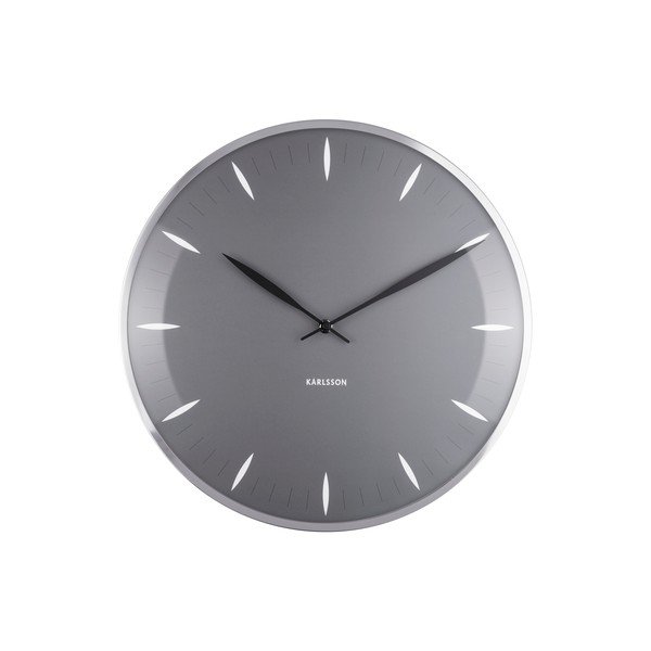 Siva steklena stenska ura Karlsson Leaf, ø 40 cm-image-3