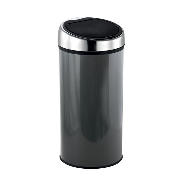 Temno siv jeklen koš za smeti na dotik 30 l – MSV