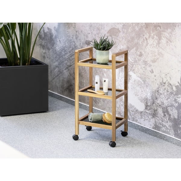 Črna/naravna kopalniška polica iz masivne akacije 35x76,5 cm Fondi – Wenko-image-1