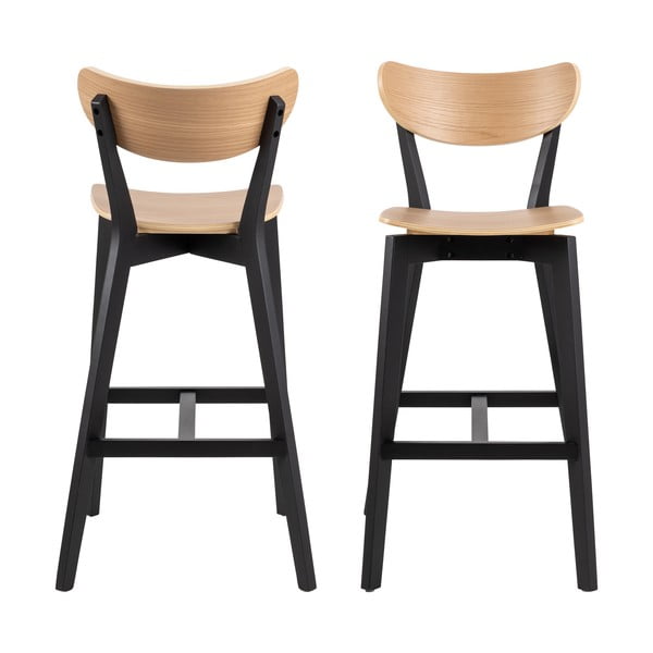 Črni/naravni barski stoli iz masivnega kavčukovca v kompletu 2 ks 105 cm Roxby – Actona-image-4