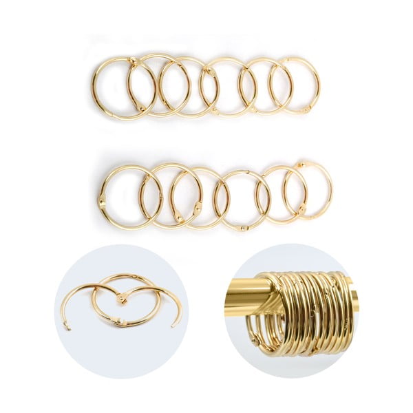 Obročki za tuš zavese v kompletu 12 ks v mat zlati barvi Ringo Small – Spirella-image-4