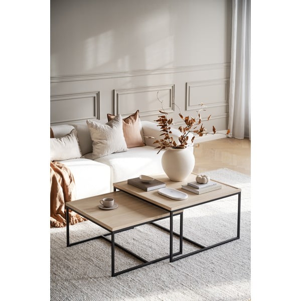 Mizica s hrastovo mizno ploščo ø 80 cm Deerfield – Rowico-image-1