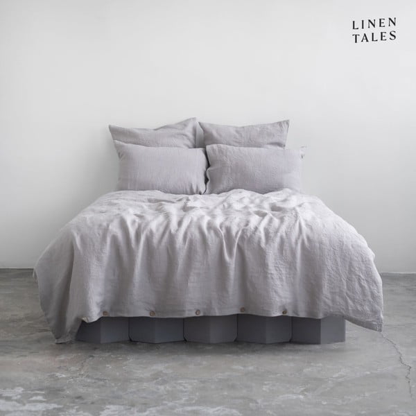 Svetlo siva podaljšana lanena posteljnina za zakonsko posteljo 200x220 cm – Linen Tales