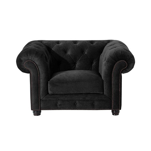 Črn fotelj Max Winzer Orleans Velvet