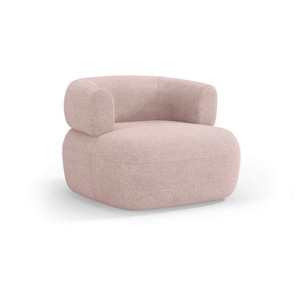 Svetlo rožnat fotelj iz tkanine bouclé Jenny – Micadoni Home